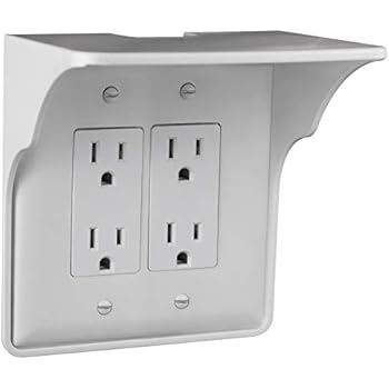 Power Perch Double Wall Outlet Shelf. Home Wall Shelf Organizer for Outlets. Perfect for Bathroom, Kitchen, Bedrooms with Cord Management and Easy Installation. White 1- Pack