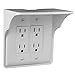 Power Perch Double Wall Outlet Shelf with Cord Storage Strap – Bathroom Shelf for Electric Toothbrush and Toiletries – Small Wall Shelves for Homepod Mini, Echo Dot Stand – Easy Install, White, 1-Pack