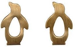 Handmade gold tone penguin animal small stud women girl earrings
