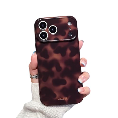 XQAGU Cute Phone Case for iPhone 17 Pro Max Case Tortoise Shell Pattern Leopard Full Camera Protective Slim Shockproof Cool Trendy Aesthetic-Brown Amber