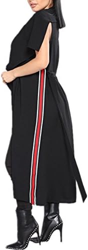 YSHN Women Sleeveless Casual Lapel Cape Jacket Open Front Trench Coat (X-Large, Black)