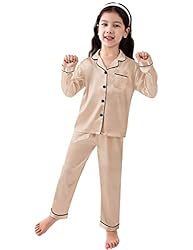 SWOMOG Kid Girls Boys Silk Satin Pajamas Set