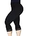 ZERDOCEAN Women's Plus Size Modal Capri Leggings Hem Lace Trim Black 1X