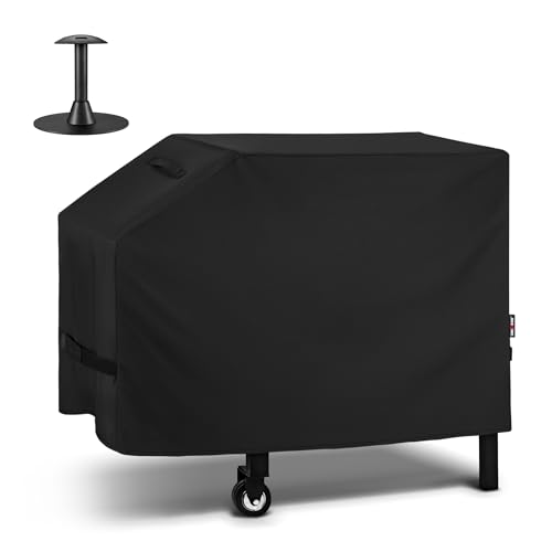 Unicook 28 Inch Griddle Cover for Blackstone and Nexgrill Cooking Station, Heavy Duty Waterproof Flat Top BBQ Grill Cover with Sealed Seam, Includes Support Pole, Black