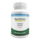Real Herbs Ginkgo Biloba Extract - Derived from 5,600mg of Ginkgo Leaf with 8 : 1 Extract Strength - Supports Memory, Concentration & Mental Function, Regulates Mood, Antioxidant Support  50 Vegetarian Capsules