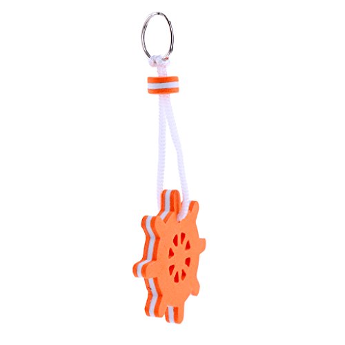 Dolity 70mm Steering Wheel Shaped Floating Key Ring Key Float Kayak Canoe Boat Fishing Sailing Rowing Accessories - Orange, 7cm