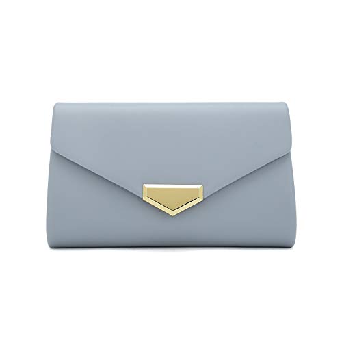 CHARMING TAILOR PU Clutch Purse for Women Evening Bag Chic Clutch Handbag for Special-occasion (Powder Blue) - Thumbnail 7