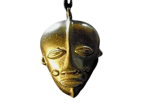 Key West Gypsy (I) Big Tribal Sculpted Brass 61 mm (African Protection Pendant Ethnic Deity MASK Bronze Necklace 33 Gram Solid Brass New with tag