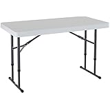 Lifetime 80160 Commercial Height Adjustable Folding Utility Table, 4 Feet, White Granite