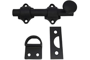 QCAA Solid Brass Dutch Door Bolt, 4", Matte Black, 1 Pack, Made in Taiwan