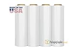 Plastic Packing Wrap, Blown Stretch Film Rolls, Clear, 18 Inch x 1000 Feet, 100 Gauge, 4 Pack