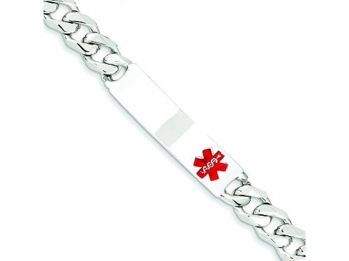 Sterling Silver Polished Medical Curb Link Id Bracelet