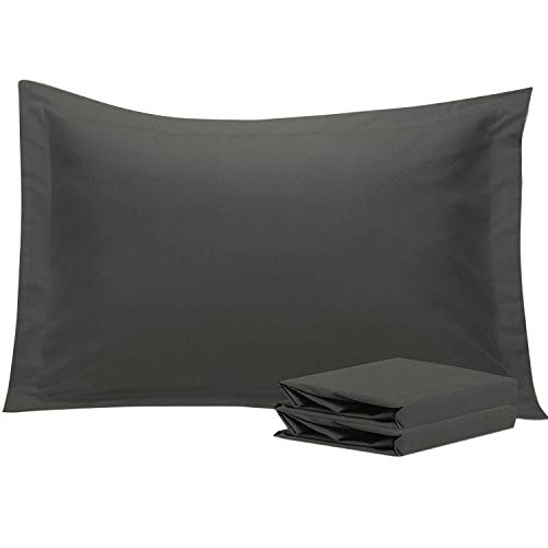 NTBAY 2 Pack 100% Brushed Microfiber Oxford Pillowcases, 1800 Super Soft and Cozy, Wrinkle, Fade, Stain Resistant King Oxford Pillow Cases | Hotel Quality Pillow Shams, 50x90 cm, Dark Grey — image 1
