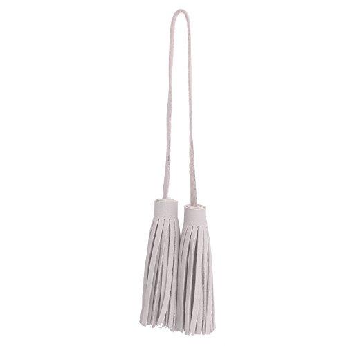 ZOONAI Women Leather Tassel Bag Tag Handbag Wallet Purse Decorations (Gray)