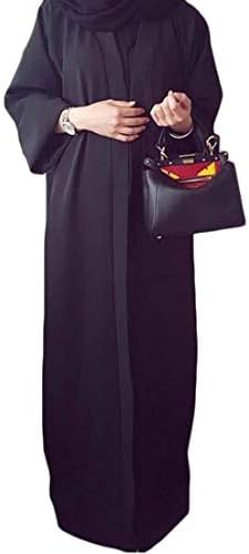 WAWAYA Women's Plain Dubai Kaftan Open Front Plus Size Cardigan Coat Abaya Kaftan Maxi Dress