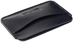 Business Card Holder Wallet Case Credit Card Small Organizer Pocket Leather Handmade Slim for Woman Men Thin (Black)