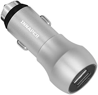 INNAPER Metal Dual USB Car Charger with Quick Charge 3.0 and 2.4A Smart USB Port for Samsung Galaxy S7/S6 Edge Plus,Note 5/4, Nexus 6, HTC, iPhone/iPad and more (Silver)
