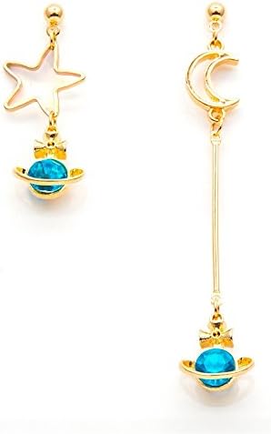 Sisfrog Moon and Star with Planet Drop Dangle Asymmetric Earrings for Women and Girls