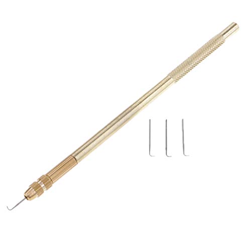 Fenteer Professional Copper Crochet Hook Needle Kit for Beads Feather Dreadlock Wig Hair Extensions Lace Wig Making Gold Plated - D