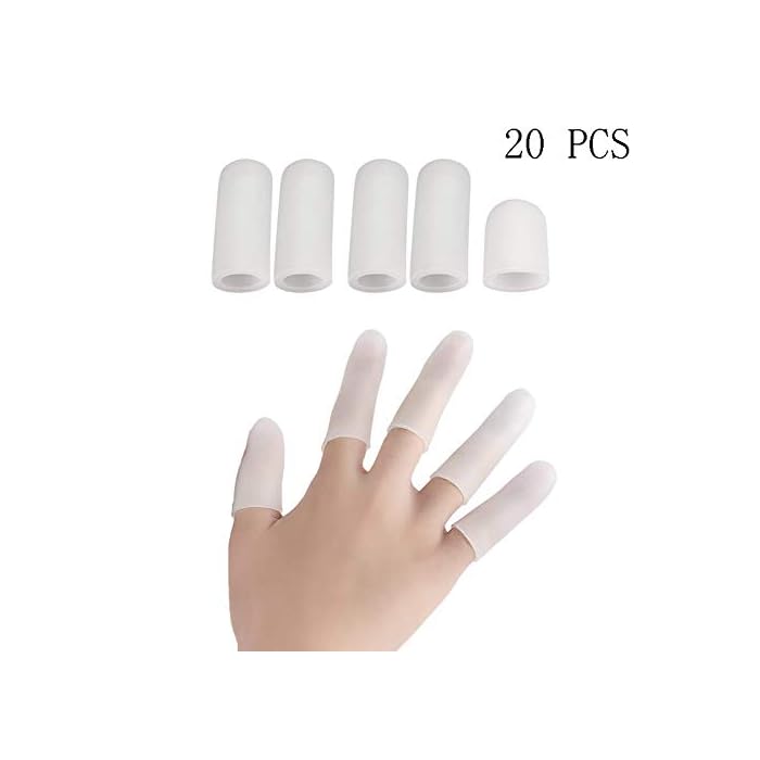 WeTest 20 Pieces Thicked Gel Finger Protectors Cover - Silicone Finger Cots for Trigger Finger, Finger Cracking, Finger…