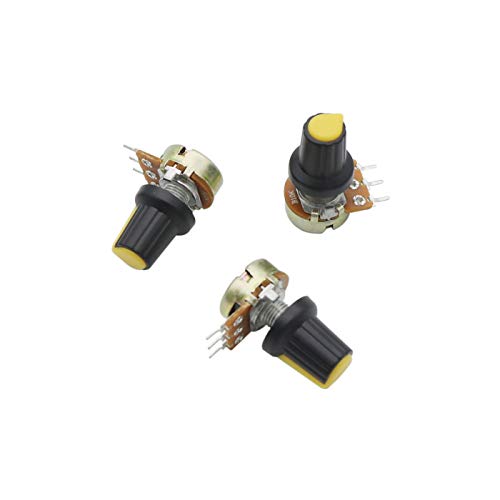 B10K 10K Ohm Knurled Shaft Linear Rotary Taper Potentiometer with Knob/Nuts/Washer Kit-20 Pcs
