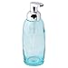 mDesign Modern Glass Refillable Foaming Soap Dispenser Pump Bottle for Bathroom Vanity Countertop, Kitchen Sink - Save on Soap - Vintage-Inspired, Compact Design - 2 Pack - Aqua Blue/Chrome