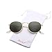 LianSan Classic Retro Metal Frame Round Circle Mirrored Sunglasses for Men and Women Glasses 3447 Green Glass Lens