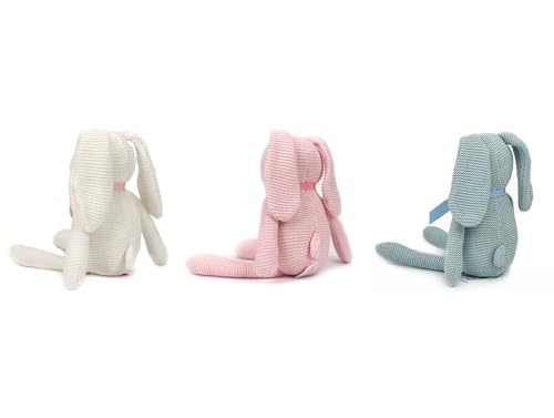 FLUFFYFUN 100% Organic Cotton Baby Toys Bunny Rabbit Stuffed Animals Bulk 7.1 (3pcs/Set)