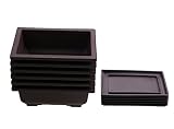 CEDAR HOME 6PCS/Pack Retro Style Basin Plastic Flower Pot Flower Bonsai Tree Plant Bowl Nursery Pots Maceta Cuadrada Simulational Purple Sands Pots with Tray Rectangle Small 6.5"
