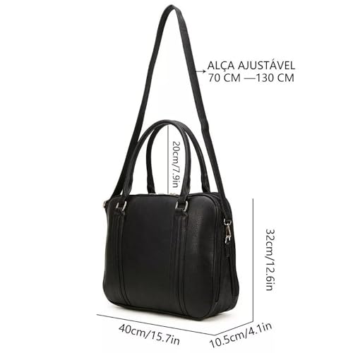 Bolsa Feminina Pasta Executiva para Notebook até 15.6” Reforçada Couro Ecológico para Trabalho, Reuniões e Dia a Dia