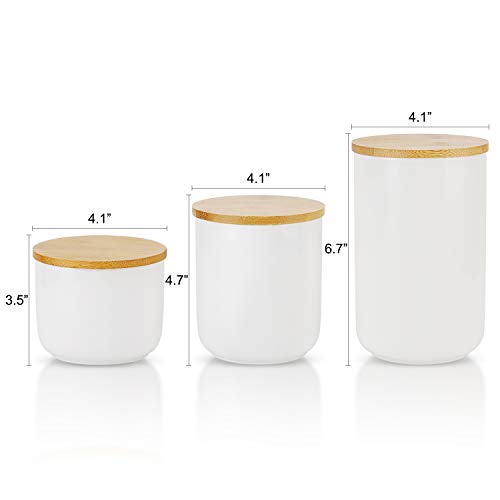 Ceramic Food Storage Jar with Bamboo Sealed Lid Modern Design White