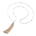 BALIBALI 6MM Mala Beads Necklace Natural Stone Meditation Statement Necklace Japa Yoga Rosary Prayer Charm Beaded Tassel Necklace (Matte White Turquoise)