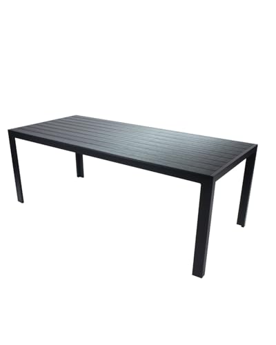 HariNorgen Outdoor Dining Table for 8 People, Aluminum Frame Garden Table with All-Weather Wood-Look Top for Garden,Lawn,Patio,205x90cm