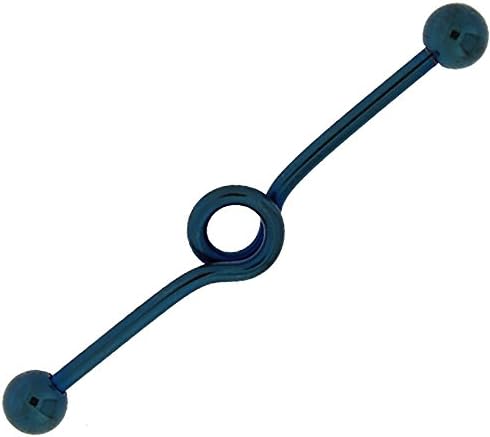 Anodized Blue Steel Industrial Barbell Ring