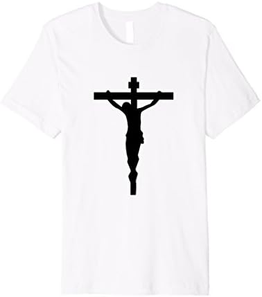 Mens Black Crucifix T-Shirt Christian Catholic Jesus Cross 2XL White