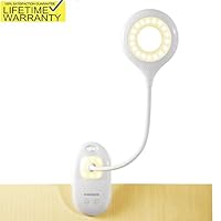 Raniaco LED Book Reading Light-USB Rechargeable Touch Switch Clip 4000K Reading Lamp-with Night Light,3 Adjustable Brightness Bedside Headboard Book Lamp with Day Light and Eye-Care Protection