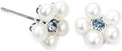White natural pearl &amp; Cristal stud Earrings