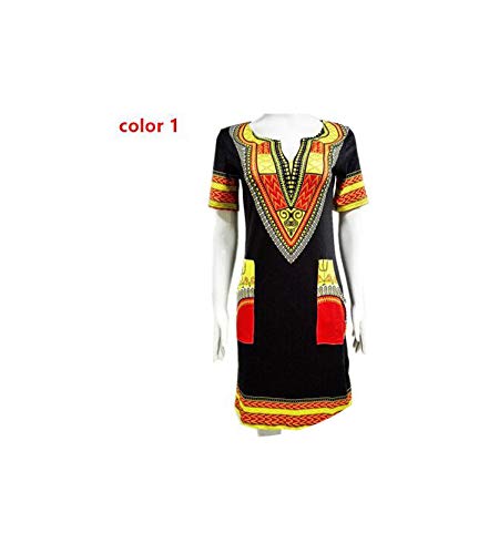 3XL Oversize Women Sexy Dress Summer Print African Traditional Clothing,Yellow,M