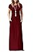 EUOVMY Maxi Dress for Women Crewneck Short Sleeves Wedding Guest Bridesmaid Dresses A-line Casual Loose Party Vacation Spring Summer Burgundy Beach Long Sundresses with Pockets Wine Red Medium
