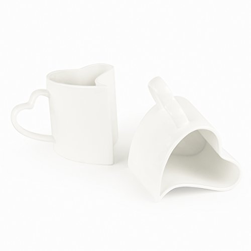 Granvela Coffee Mugs Pure Bone China Heart Shape Designed artworks Set of 2 cups Novelty Gift for Couple Home & Kitchen, Kitchen & Dining, Dining & Entertaining, Cups, Mugs & Saucers, Coffee Cups & Mugs