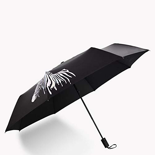 Sagton Umbrella Colour Changing Under Rain, Zebra Parasol Rain Anti-UV Lightweight Portable