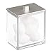 mDesign Plastic Rectangle Apothecary Canister - Organizer for Bathroom Vanity Countertop Shelf Decor - Holds Cotton Swabs, Soap, Makeup, Bath Salts - Lumiere Collection - 2 Pack - Clear/Brushed Chrome
