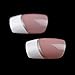 ArtPlus 24pcs Silver Stripe Elegant Touch French Manicure False Nails with Glue Full Cover Long Length Fake Nails Art