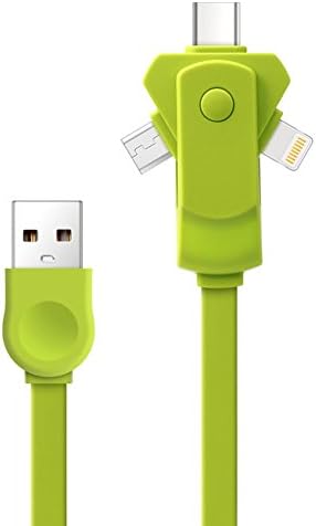 USB Type C / Lightning / Micro USB 3 in 1 Charging Cable, Getwow 1ft / 30cm Multiple Universal Charging Cable for iPhone, iPad and Android Smartphone (Green)