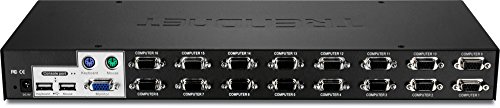 TRENDnet 16-Port Rack Mount USB KVM Switch, VGA & USB Connection, Supports USB & PS/2, Auto-Scan, Audible Feedback, Plug & Play, Hot Pluggable, Rack Mountable with Hardware, TK-1603R