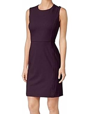 Womens Suede Panels Sleeveless Wear To Work Dress
