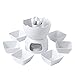 MALACASA Fondue Pot Set Two-layer Porcelain Tealight Chocolate Fondue with Dipping Bowls and Forks for 6, Cheese Fondue or Butter Fondue Set, White