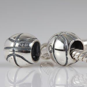 Hoobeads 925 Sterling Silver Sports Charms Basketball Bead Fits Pandora Chamilia Biagi Troll Beads Europen Style Bracelets