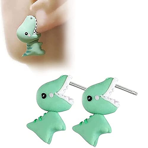 Balakie 3D Animal Cartoon Biting Ears Stud Earrings,Lovely Dinosaur Shark Bite Ear Studs Piercing Earrings, Handmade Polymer Clay Cute Stud Earrings for Women Girls