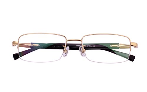 Agstum Titanium Half Rim Glasses Frame Prescription 55-18-145 (Gold)